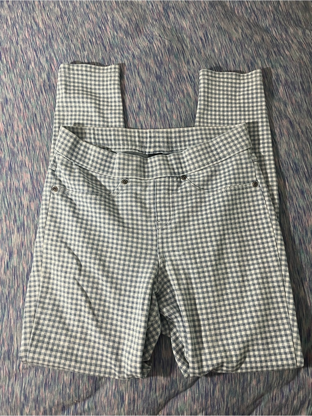 Pale blue and white gingham stretchy jeggings 💙 size small